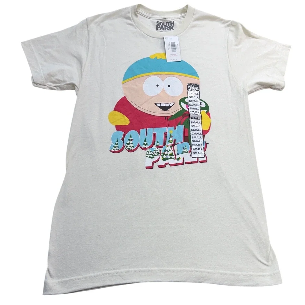 South Park Cartman Holiday Frog Toy Graphic T-Shirt Men Small Cream White